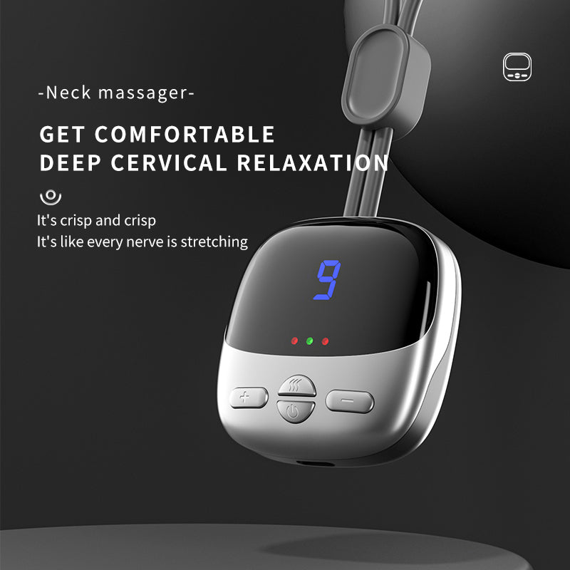 Mini Portable Hanging Neck Massager With Heat Electric EMS TENS Pulse Hot Compress Smart Cervical Spine Massager Shoulder