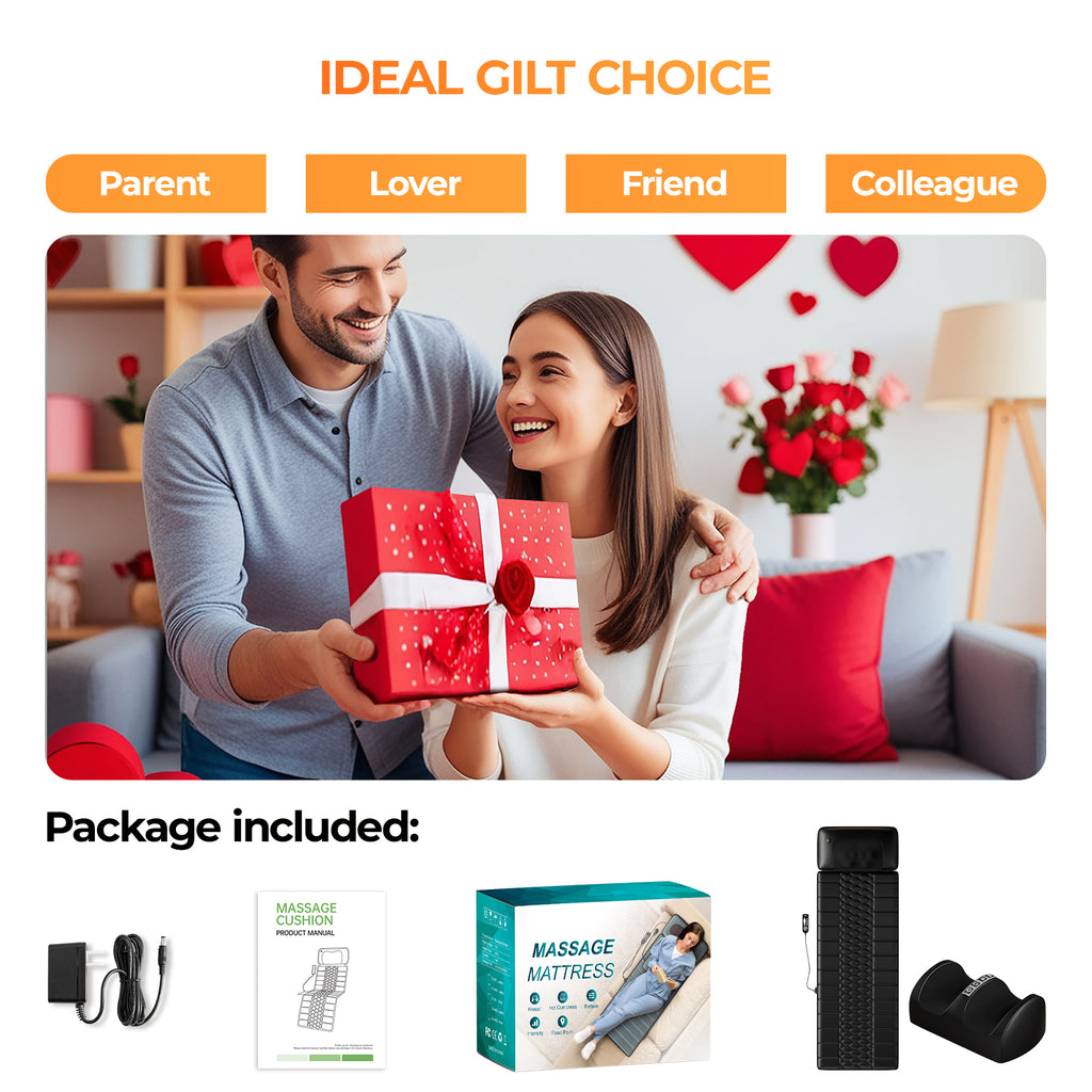 Colchón Masajeador Plegable Full-Body con Calor Inteligente – Masaje Vibratorio Multi-Zona para Cuello, Hombros, Espalda, Glúteos y Piernas – 9 Intensidades, 8 Modos, Temporizador Ajustable, Portátil para Casa y Viaje