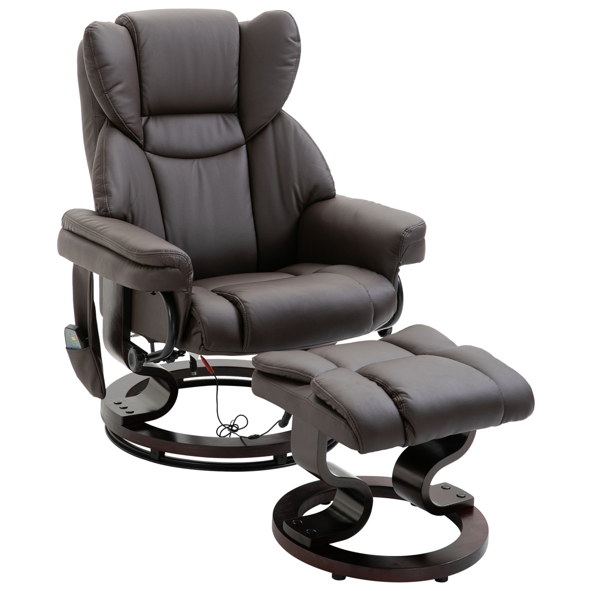 Massage Sofa Recliner Chair w/ Footrest, 10 Vibration Point, Faux PU Leather, Brown