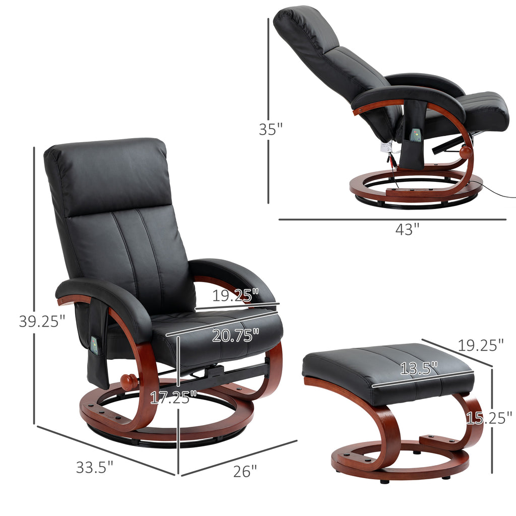 Vibration Recliner Chair with Ottoman and Remote
