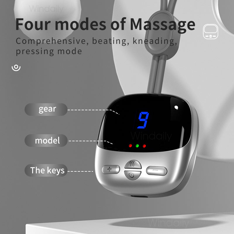 Mini Portable Hanging Neck Massager With Heat Electric EMS TENS Pulse Hot Compress Smart Cervical Spine Massager Shoulder