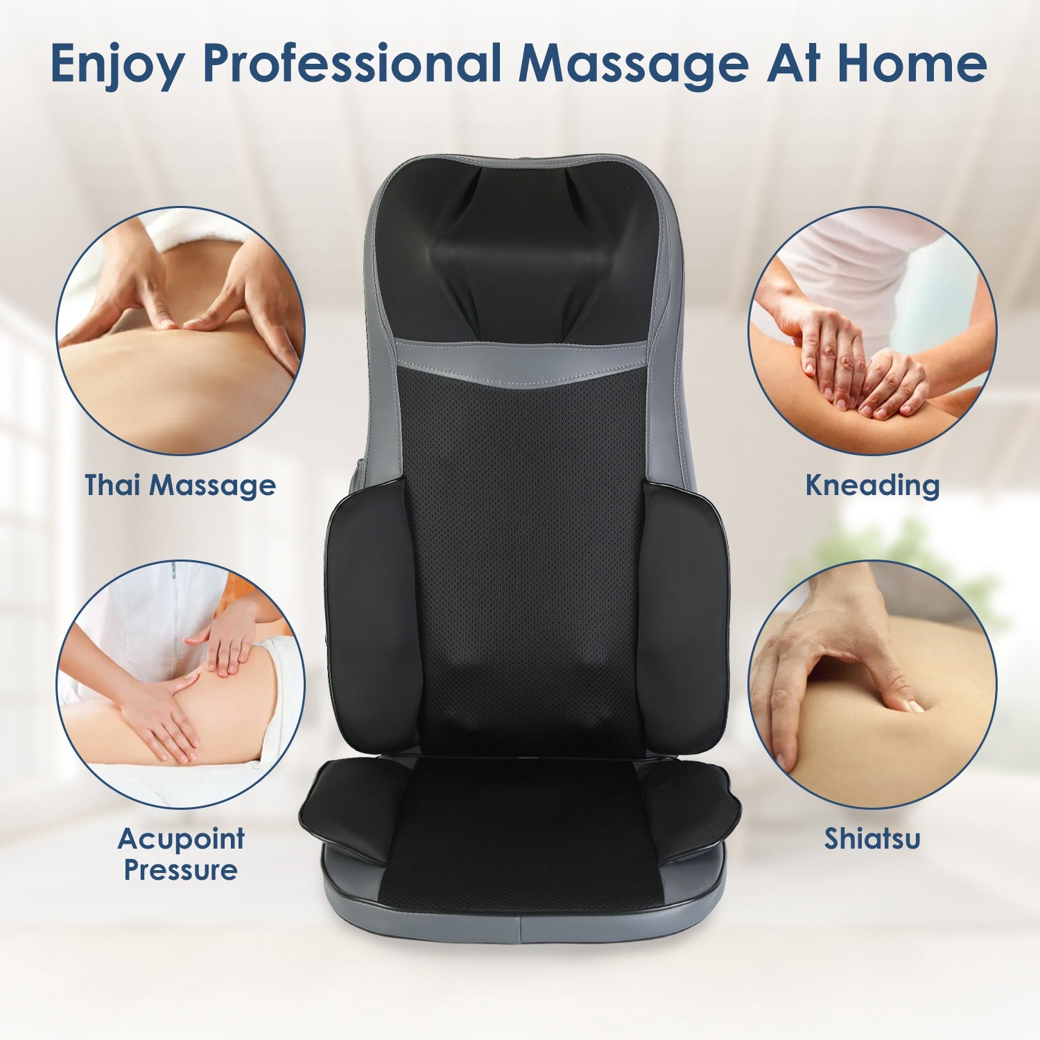Relaxing Massage Neck & Back Massager, 3D Kneading, Heat & Vibration, 3 Modes, 15-Min Auto Shutdown, Home & Car Use, Gift